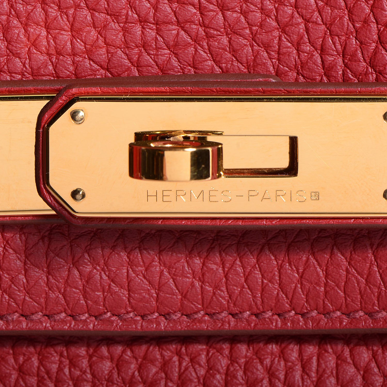 Hermes Taurillon Clemence Horseshoe Bi-Color Birkin 30 Rouge Garance and Orange 14 of 23