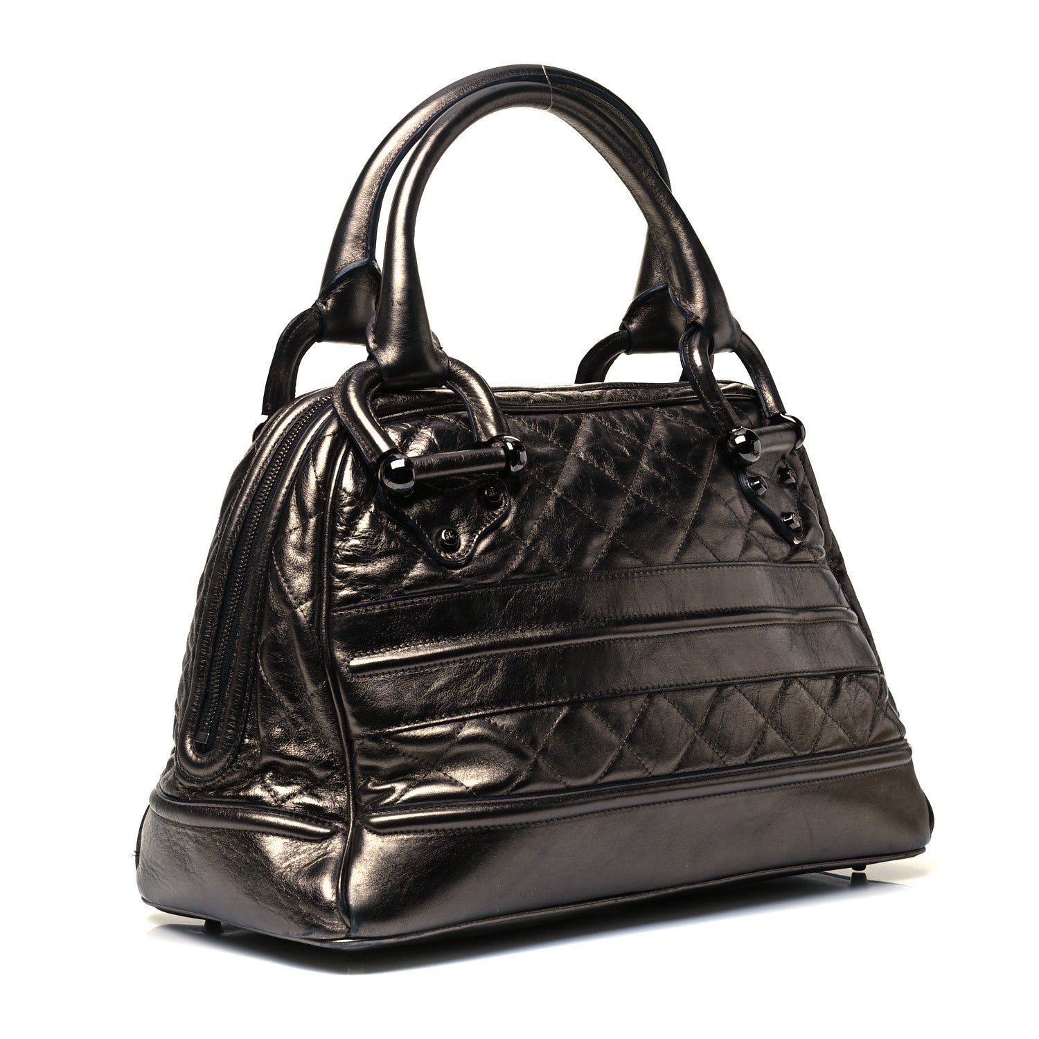 Burberry Metallic Patent House Check Sliced Large Manor Pewter 3 of 9