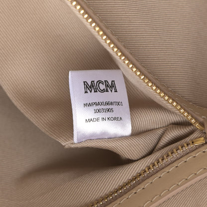 MCM Visetos Striped Medium Anya Shopper Tote White Beige 7 of 16