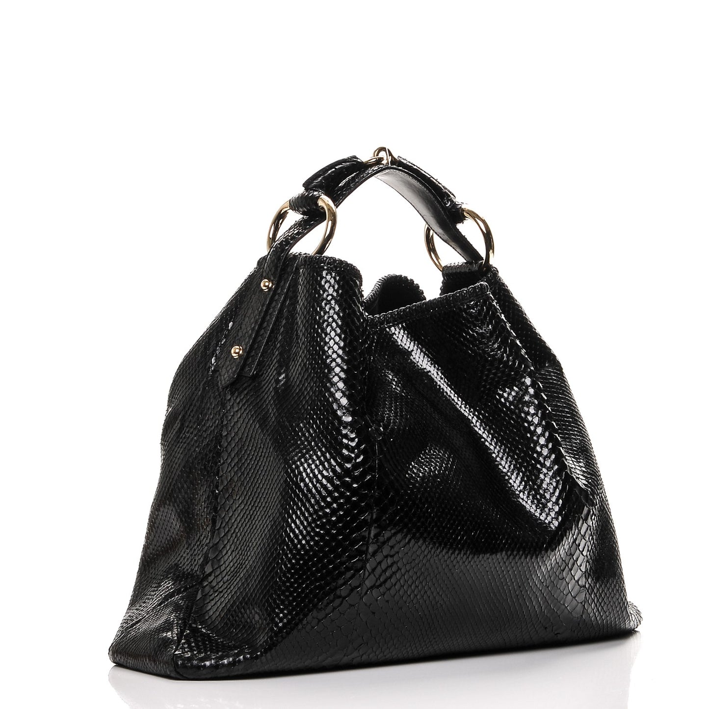 Python Large Horsebit Chain Hobo Black