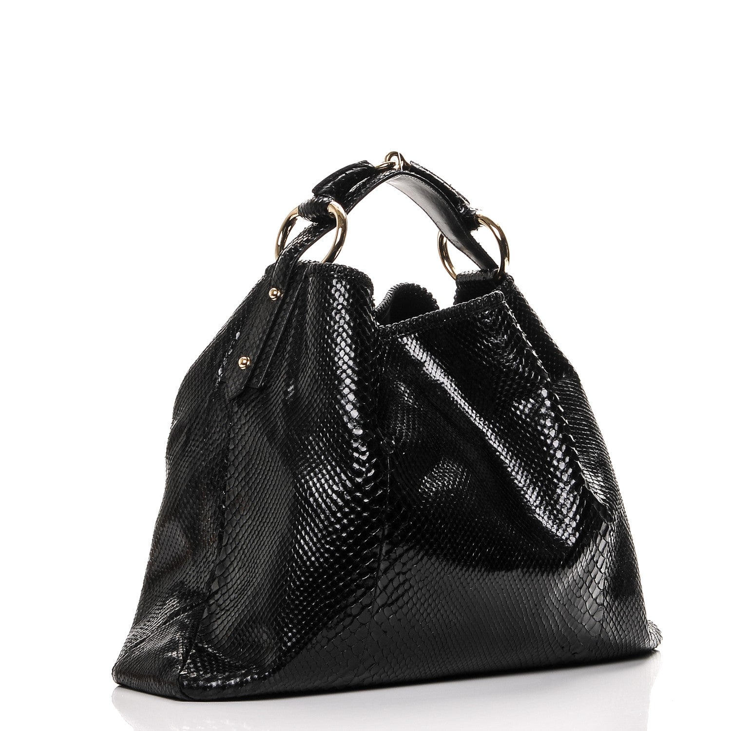 Gucci Python Large Horsebit Chain Hobo Black 3 of 6