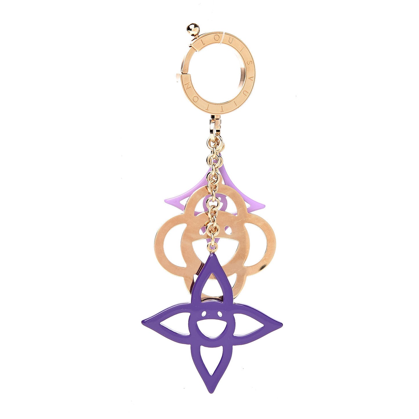 Brass Enamel Cosmic Blossom Bag Charm Violet