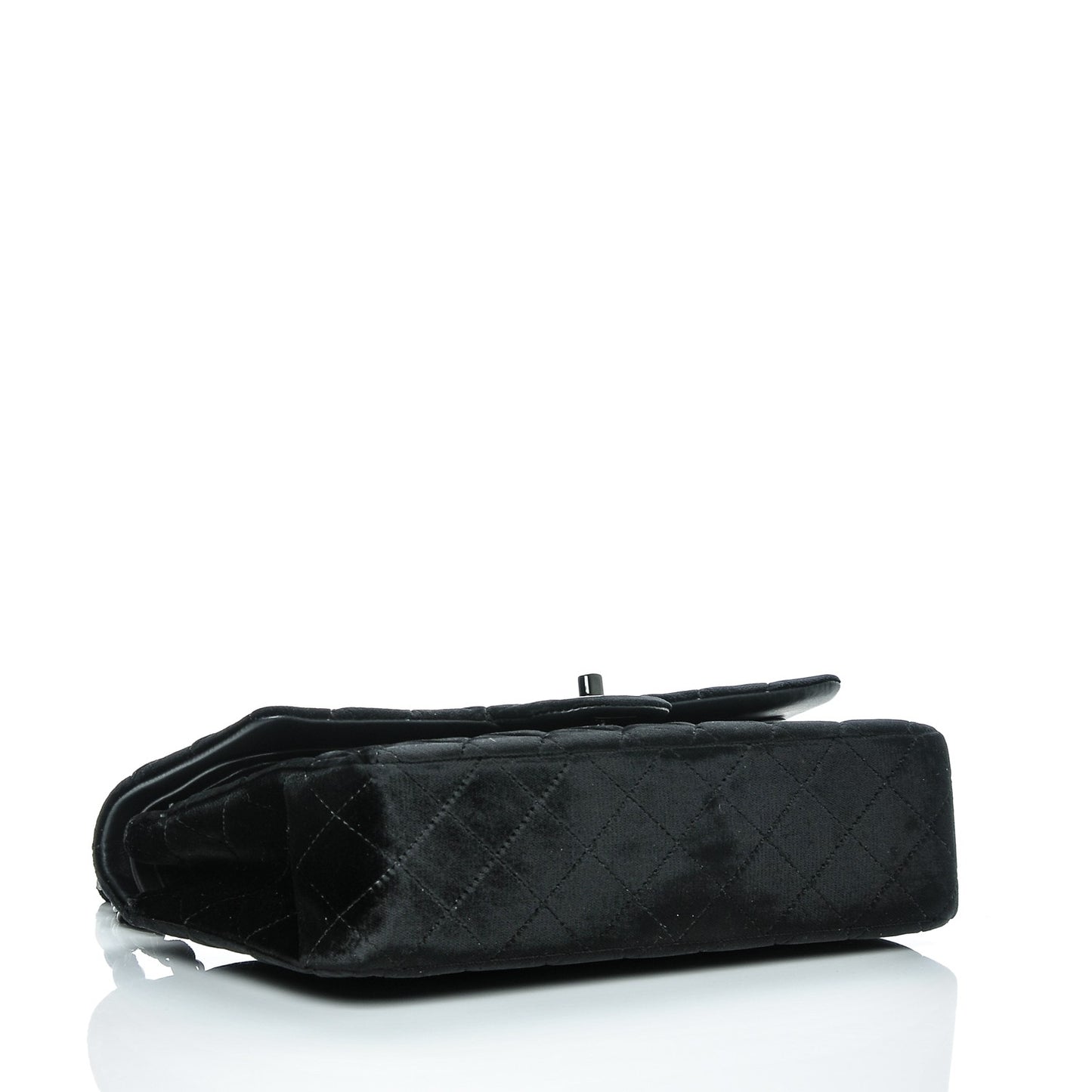 Velvet Quilted Medium Double Flap Black