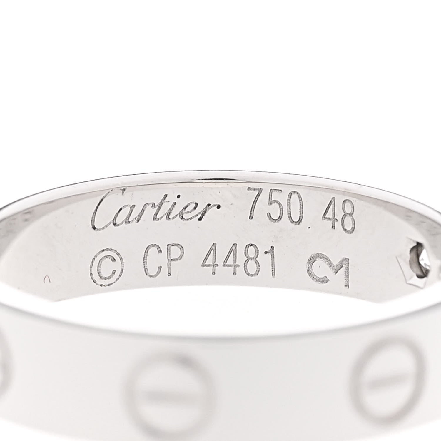 Cartier 18K White Gold Diamond 3.5mm LOVE Wedding Band Ring 48 4.5 4 of 4
