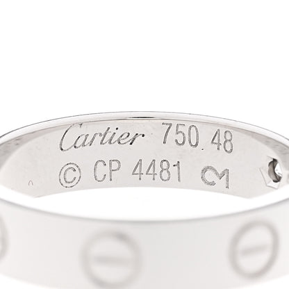 Cartier 18K White Gold Diamond 3.5mm LOVE Wedding Band Ring 48 4.5 4 of 4