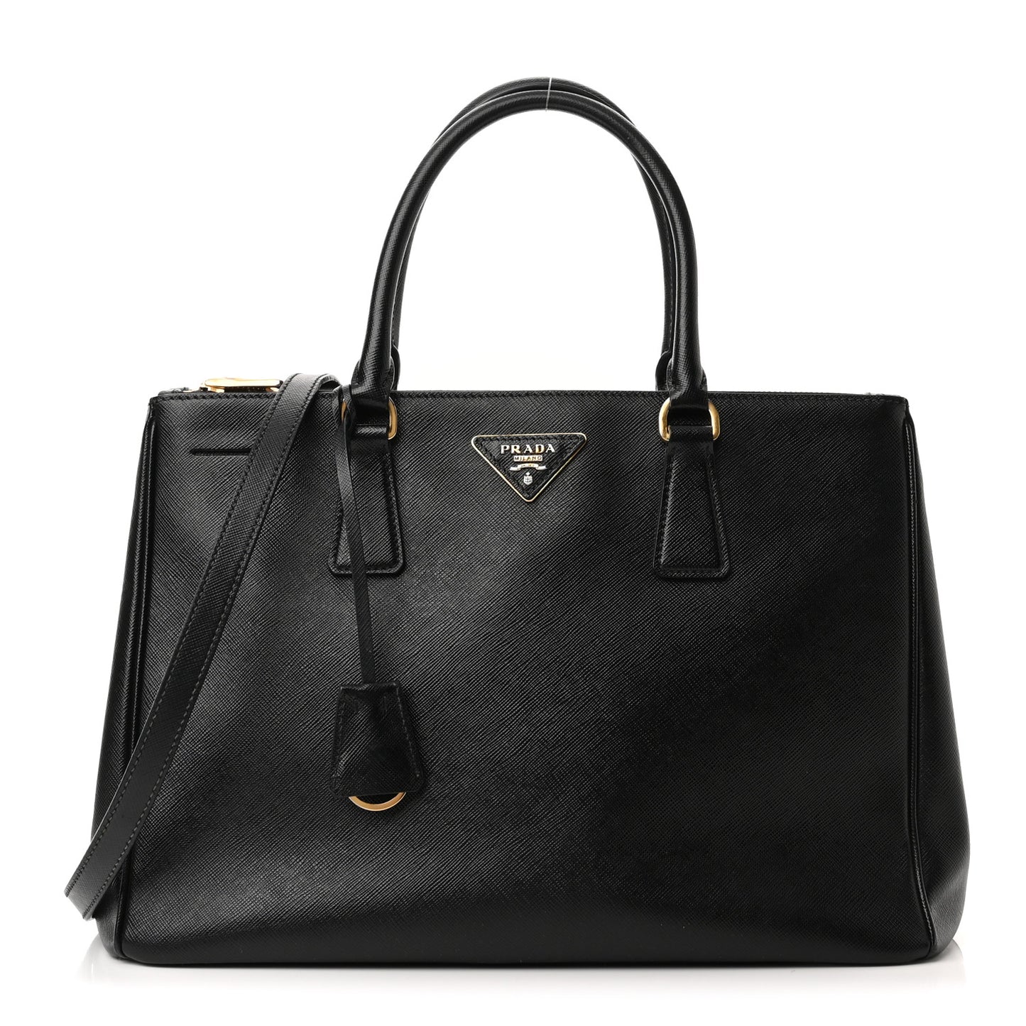 Saffiano Medium Galleria Double Zip Tote Black