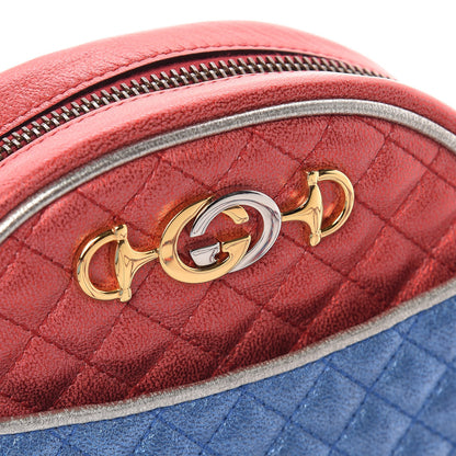 Gucci Laminated Nappa Trapuntata Mini Zumi Dome Shoulder Bag Rosso Marine Argento 11 of 13