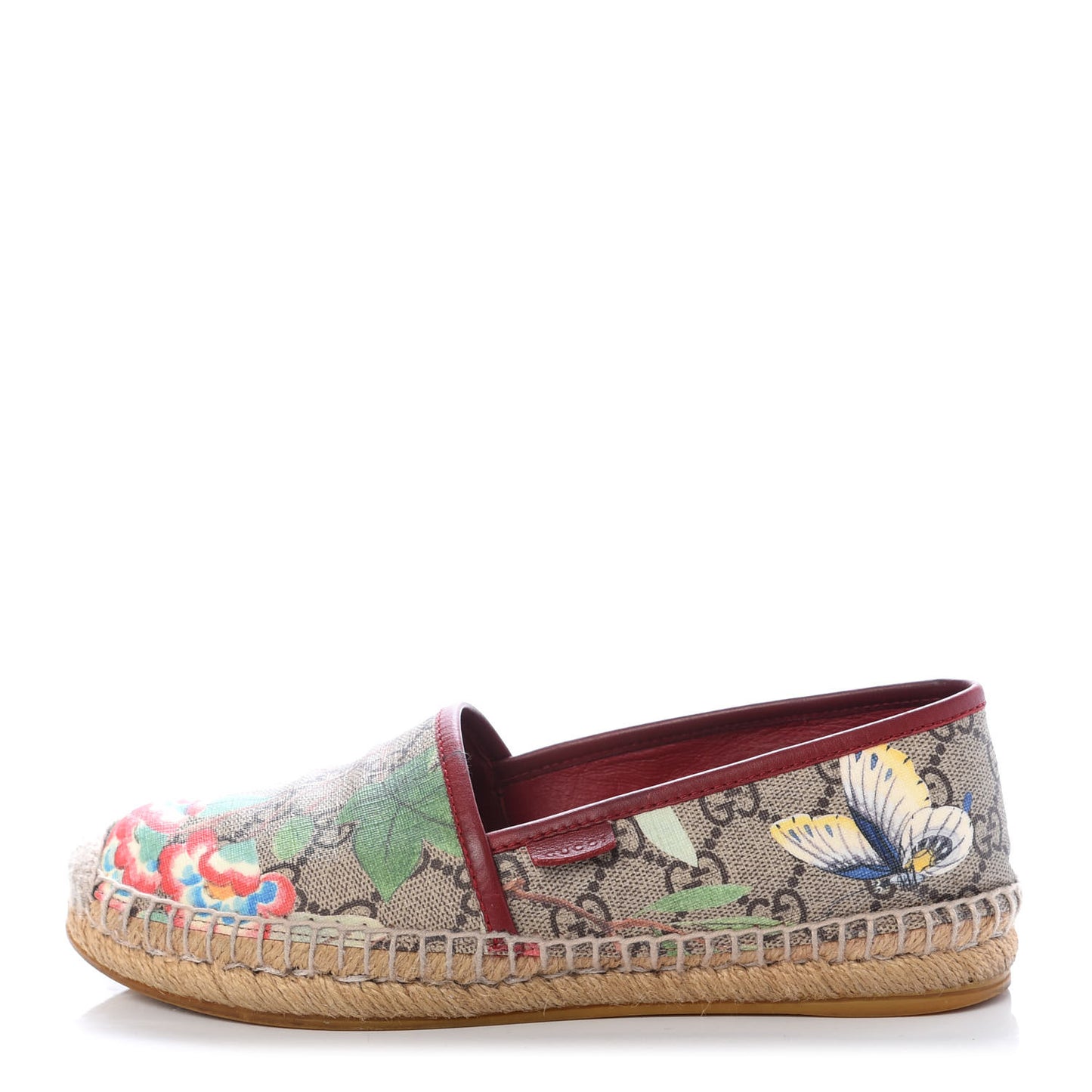 GG Supreme Monogram Tian Womens Espadrilles 35.5 Beige Multicolor Red