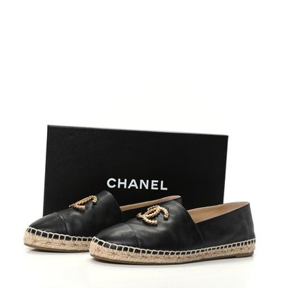 Chanel Calfskin Chain CC Espadrilles 38 Black 8 of 8