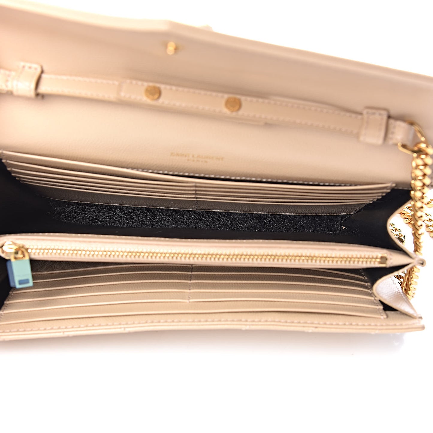 Grain De Poudre Matelasse Chevron Monogram Chain Wallet Nude Powder