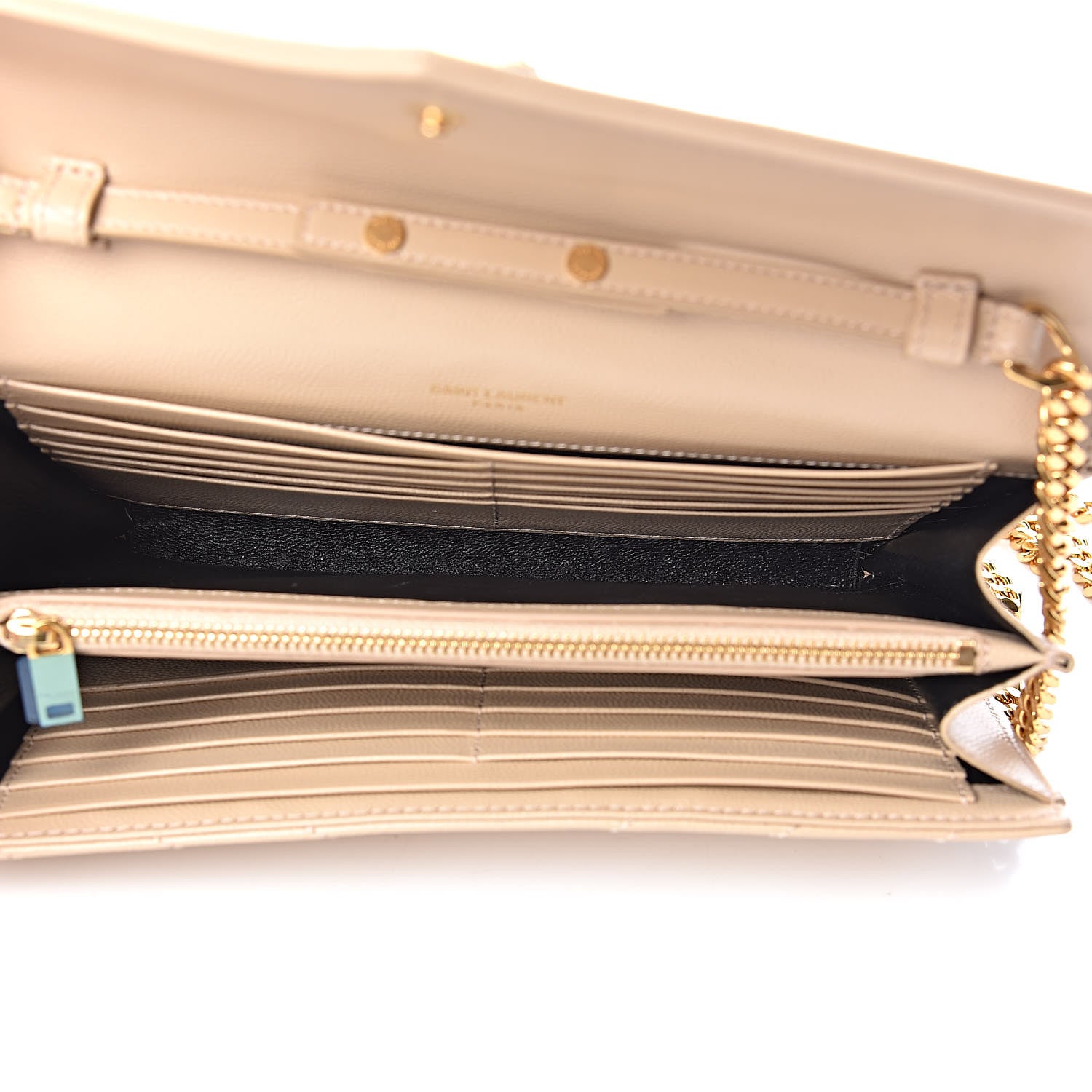 Saint Laurent Grain De Poudre Matelasse Chevron Monogram Chain Wallet Nude Powder 5 of 10