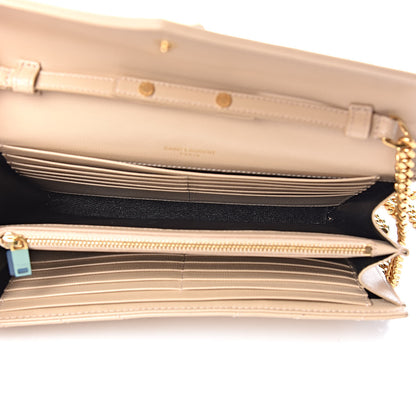 Saint Laurent Grain De Poudre Matelasse Chevron Monogram Chain Wallet Nude Powder 5 of 10