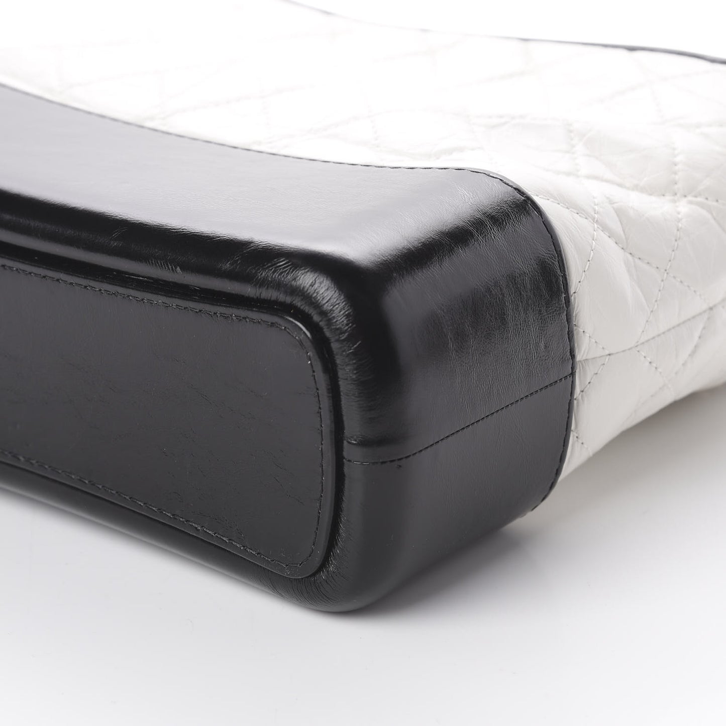 Aged Calfskin Quilted Medium Gabrielle Hobo Black White