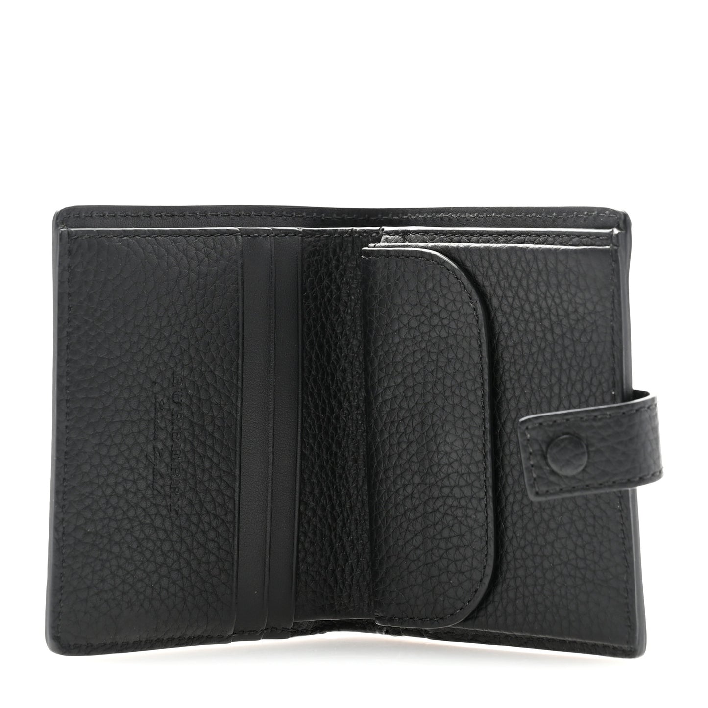 Soft Grained Calfskin Logo Embossed Lakeside Wallet Black