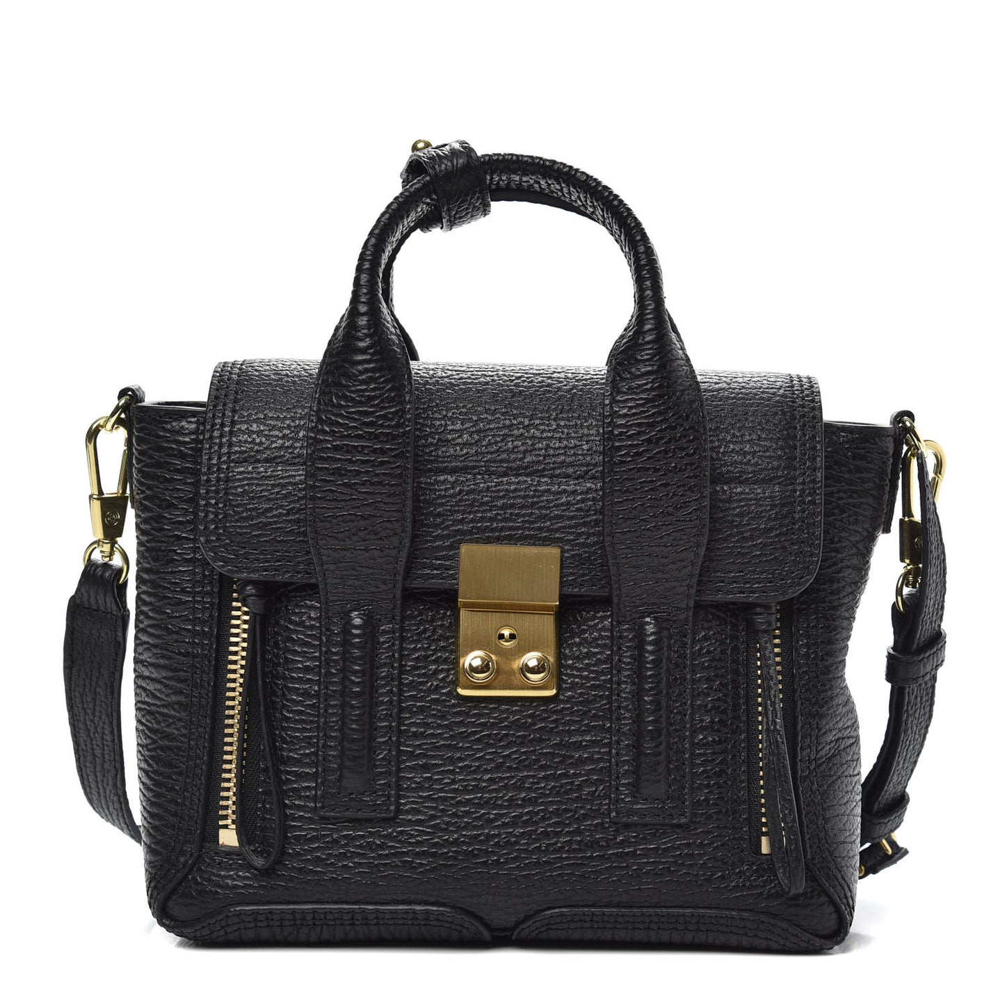 3.1 Textured Calfskin Mini Pashli Satchel Black