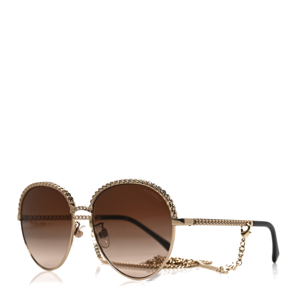 Chanel Metal Chain Round Pantos Sunglasses 4242 Brown 1 of 7