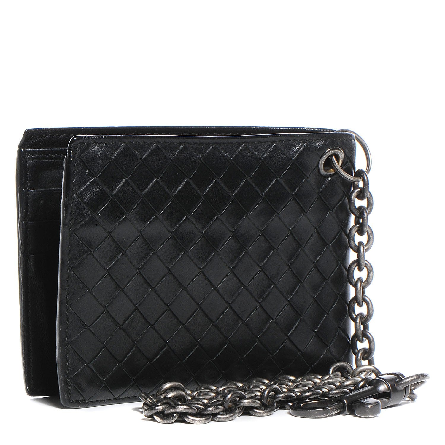 Bottega Veneta Nappa Intrecciato Chain Bi-Fold Wallet Nero Black 3 of 8