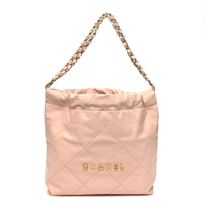 Chanel Shiny Calfskin Quilted Small Chanel 22 Light Pink 3 of 12