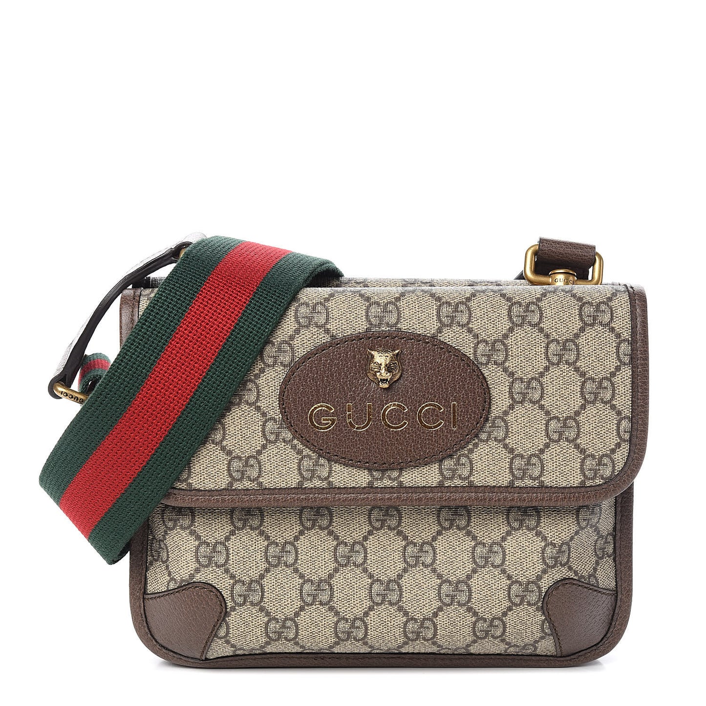 GG Supreme Monogram Web Small Neo Vintage Double Flap Messenger Bag Beige New Acero