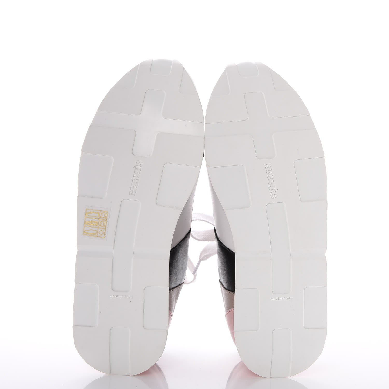 Hermes Calfskin Rebus Sneakers 36.5 Rose Aube Black White 5 of 9