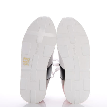 Hermes Calfskin Rebus Sneakers 36.5 Rose Aube Black White 5 of 9