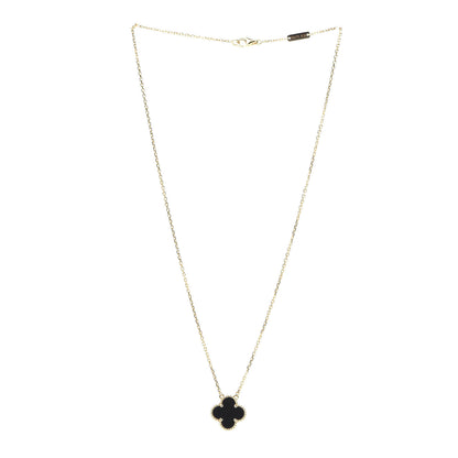 Van Cleef & Arpels 18K Yellow Gold Black Onyx Vintage Alhambra Pendant Necklace 3 of 6