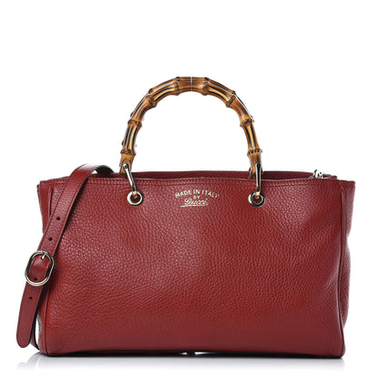 Gucci Pebbled Calfskin Medium Bamboo Shopper Tote Red 1 of 9
