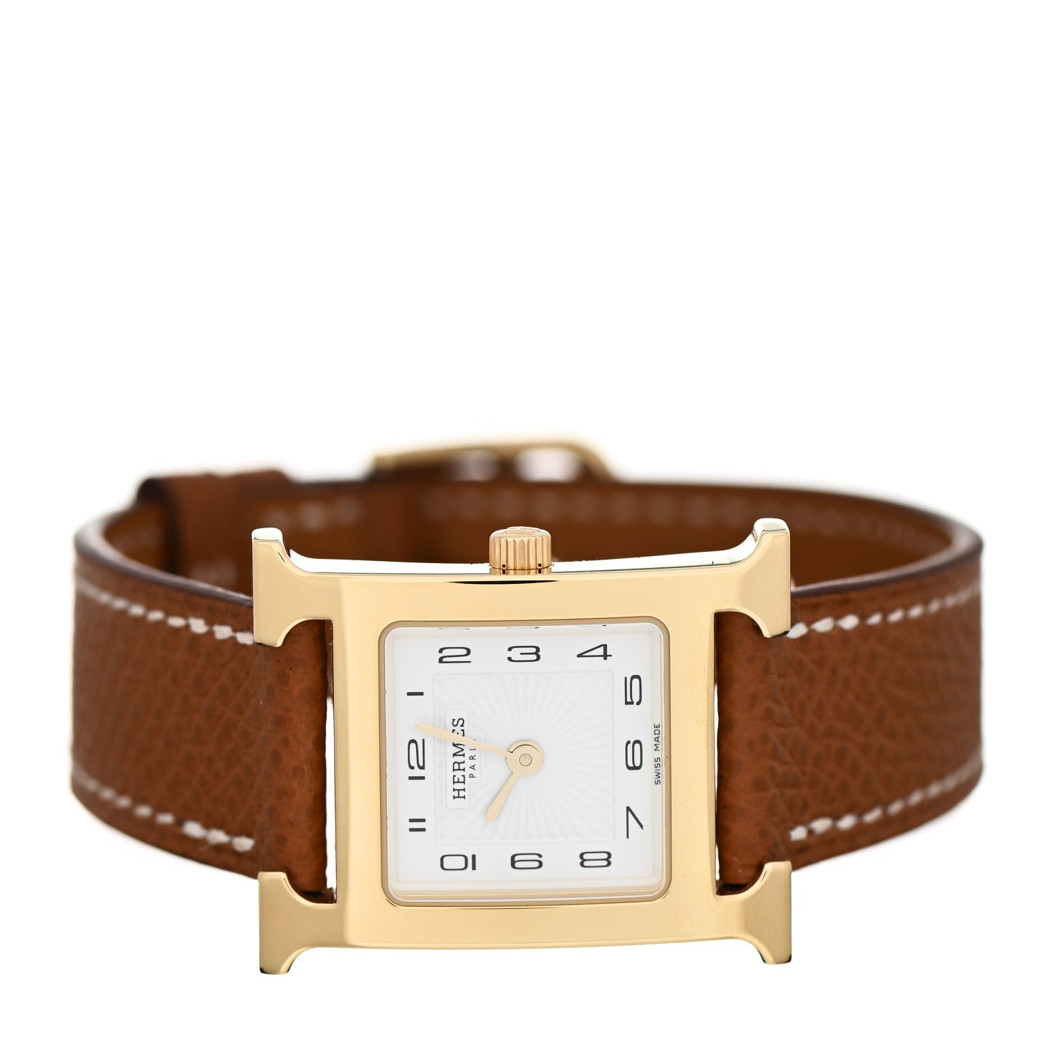 Hermes Stainless Steel Epsom 21mm Heure H Hour Quartz Watch Gold 2 of 5