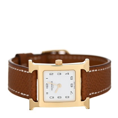 Hermes Stainless Steel Epsom 21mm Heure H Hour Quartz Watch Gold 2 of 5