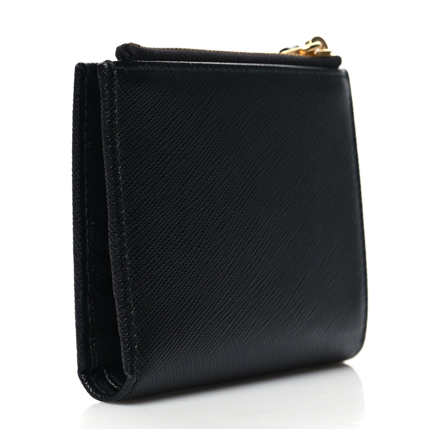 Prada Saffiano Zip Top Compact Wallet Black 3 of 7