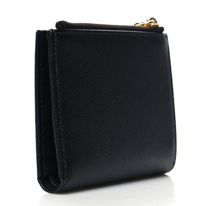 Prada Saffiano Zip Top Compact Wallet Black 3 of 7