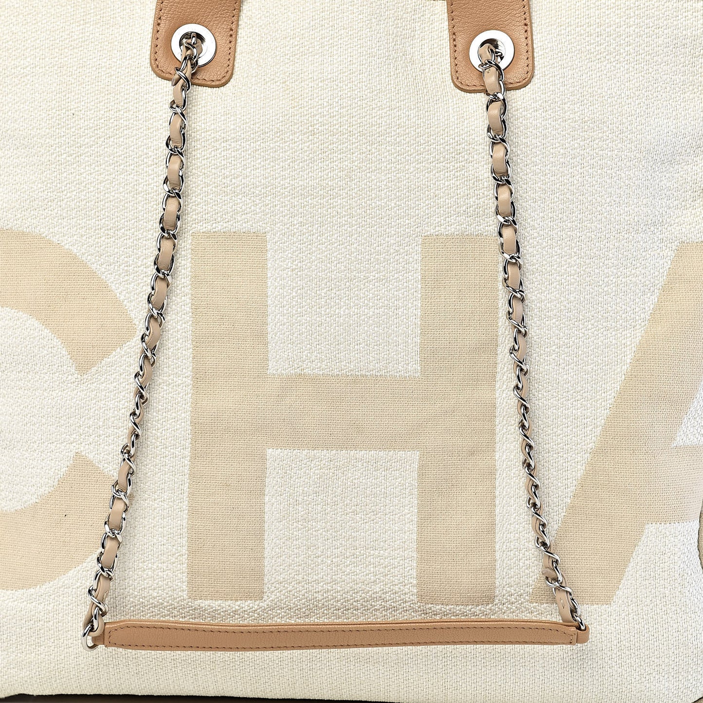 Canvas Large Shopping Tote White Beige