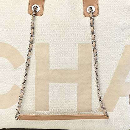 Chanel Canvas Large Shopping Tote White Beige 16 of 16