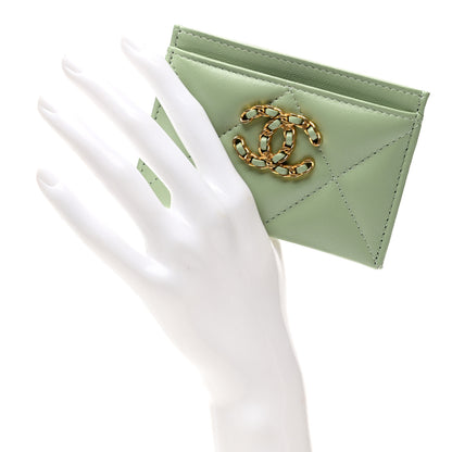 Chanel Lambskin Quilted Chanel 19 Card Holder Green 2 of 9