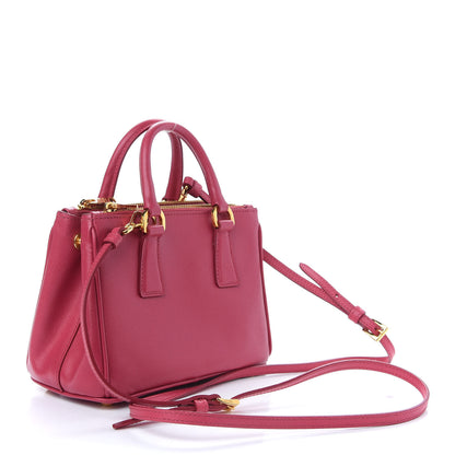 Prada Saffiano Lux Micro Galleria Double Zip Tote Peonia 3 of 8