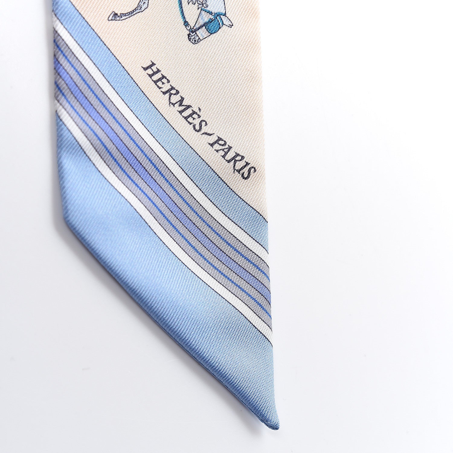 Hermes Silk Couvertures Nouvelles Twilly Ciel Marine Sable 4 of 4