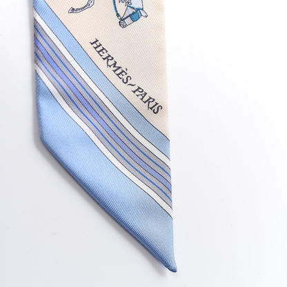 Hermes Silk Couvertures Nouvelles Twilly Ciel Marine Sable 4 of 4