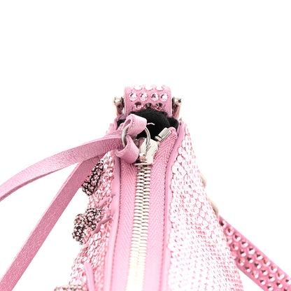 Balenciaga Strass Suede Metallic Nappa Le Cagole Mini Purse With Chain Taffy Light Pink 12 of 12