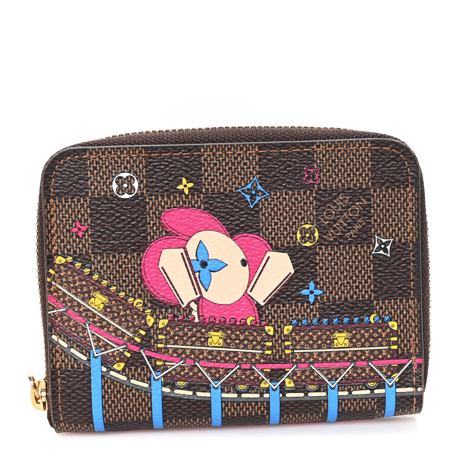 Louis Vuitton Damier Ebene 2020 Christmas Animation Roller Coaster Zippy Coin Purse Pivoine 1 of 6