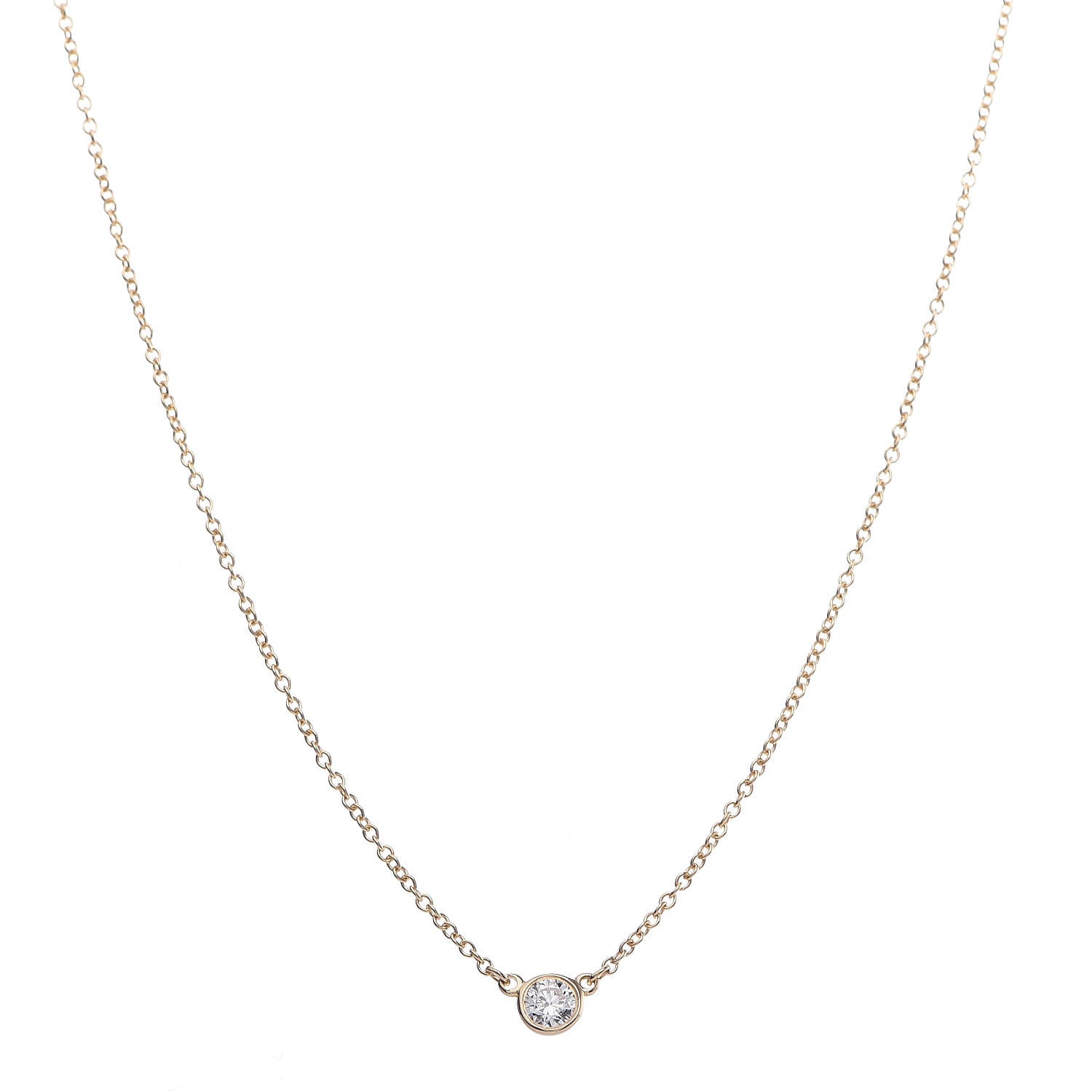 Tiffany 18K Yellow Gold Diamond .14ct Elsa Peretti Diamonds by the Yard Pendant Necklace 1 of 7