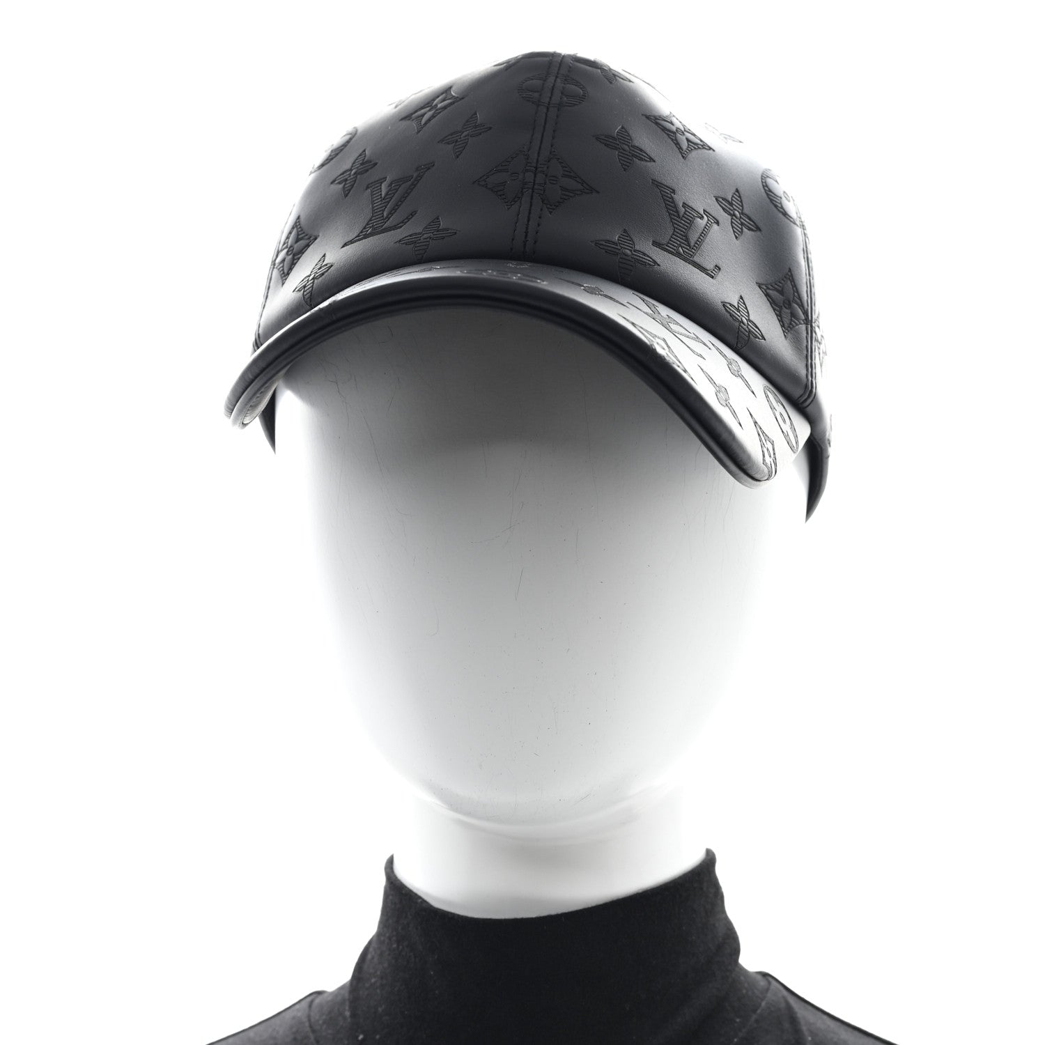 Louis Vuitton Calfskin Monogram Shadow Baseball Cap 60 Black 2 of 8