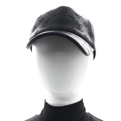 Louis Vuitton Calfskin Monogram Shadow Baseball Cap 60 Black 2 of 8