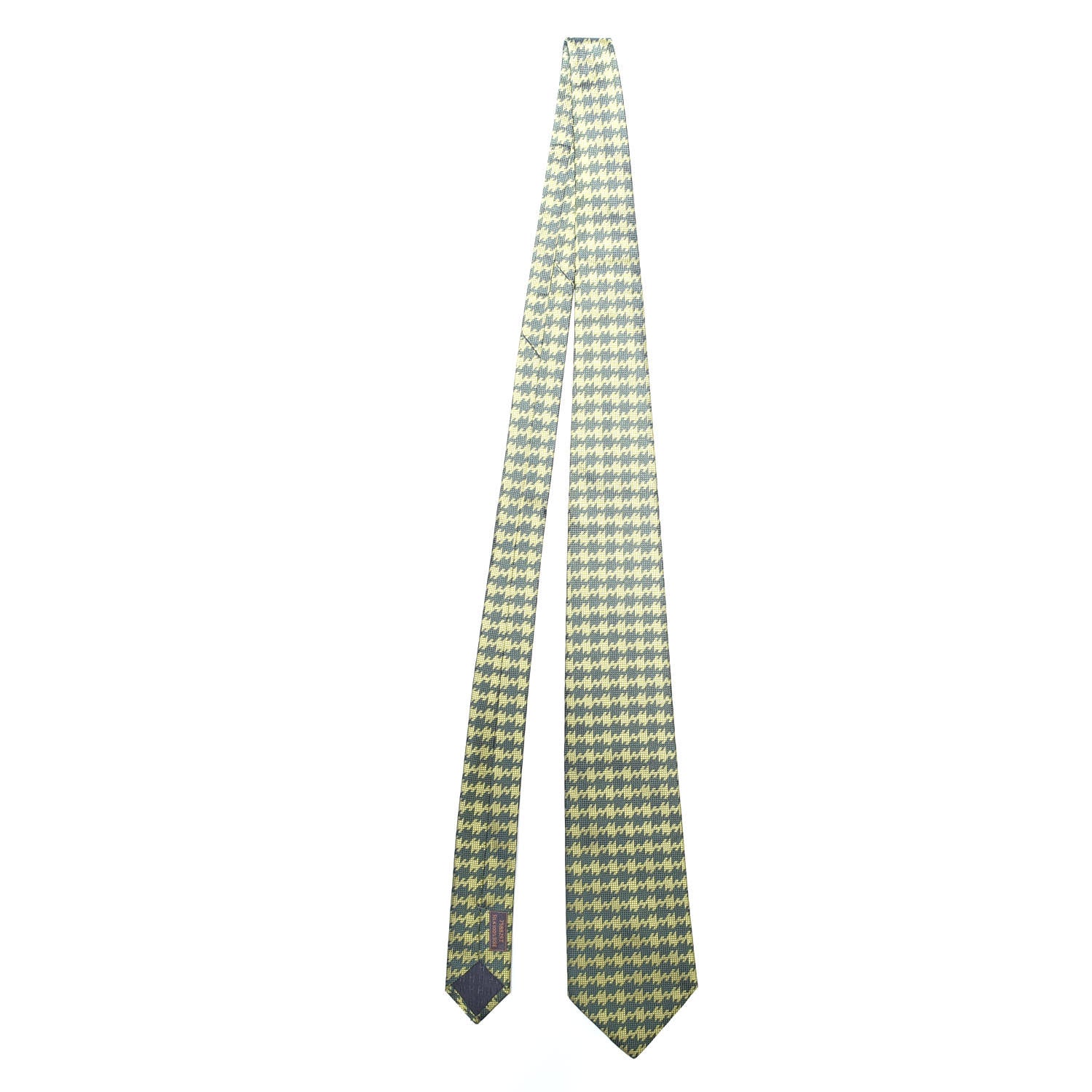 Hermes Woven Silk Mens Neck Tie Vert Fonce Vert Clair 1 of 4