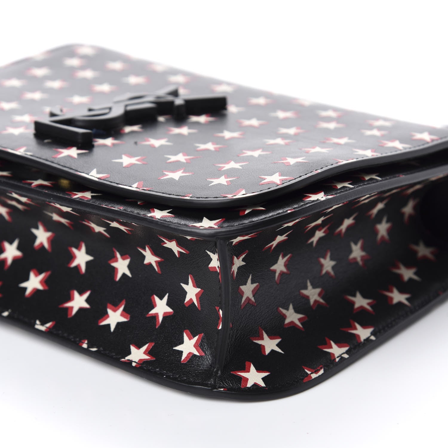 Saint Laurent Smooth Calfskin Star Print Small Spontini Saddle Bag Black Ivory Red 7 of 11
