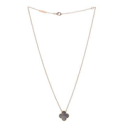 Van Cleef & Arpels 18K Rose Gold Gray Mother of Pearl Vintage Alhambra Pendant Necklace 2 of 3