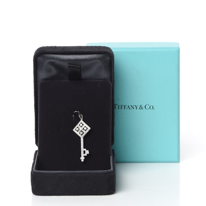 Tiffany Platinum Diamond Small Checkerboard Key Pendant 4 of 4
