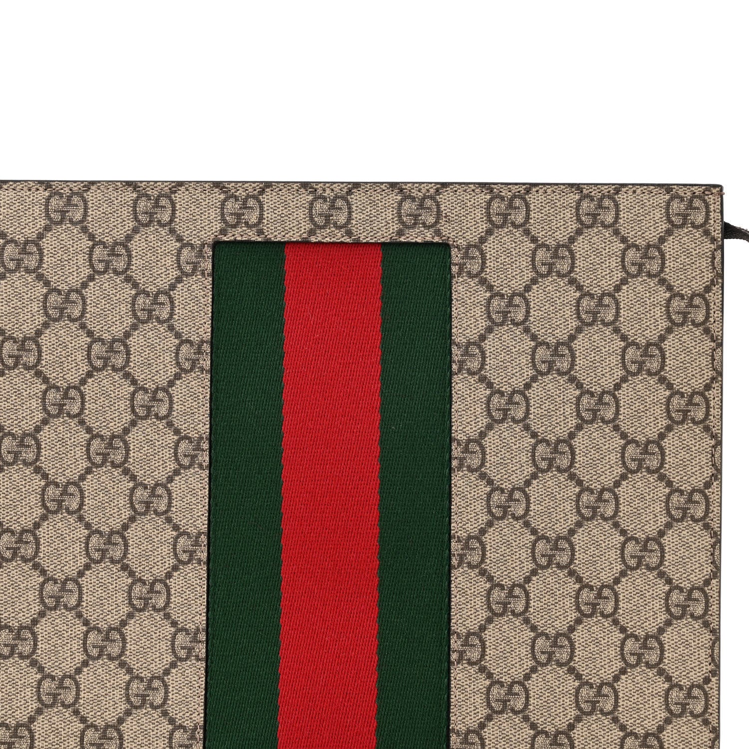 Gucci GG Supreme Monogram Selleria Calfskin Web New Web Cosmetic Case Beige Ebony Cocoa 8 of 10
