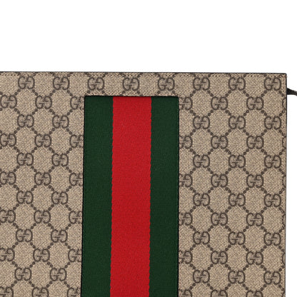 Gucci GG Supreme Monogram Selleria Calfskin Web New Web Cosmetic Case Beige Ebony Cocoa 8 of 10