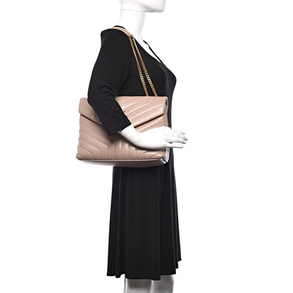 Saint Laurent Calfskin Y Quilted Monogram Medium Loulou Chain Satchel Light Natural 2 of 10