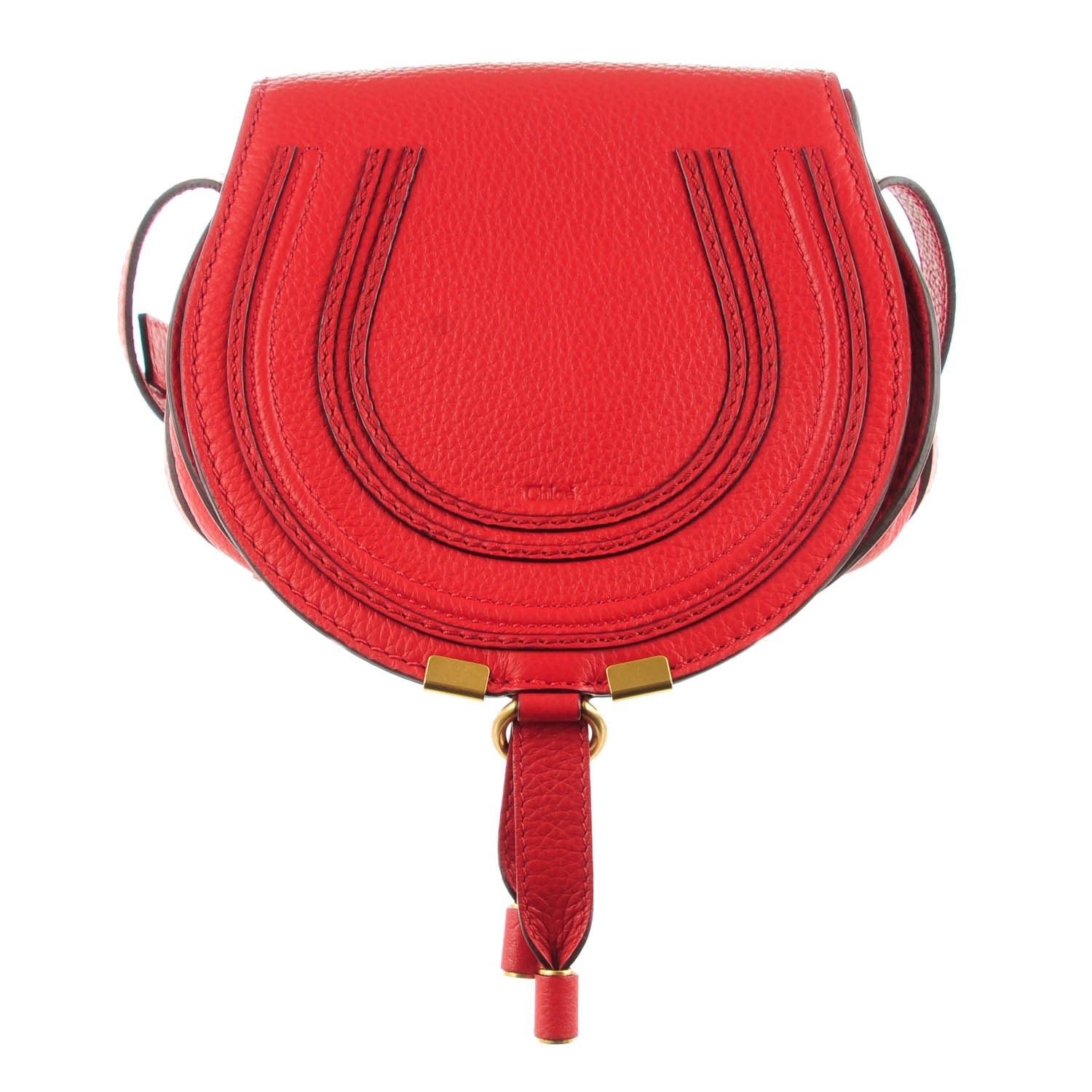 Chloe Calfskin Mini Marcie Round Crossbody Bag Red 1 of 9